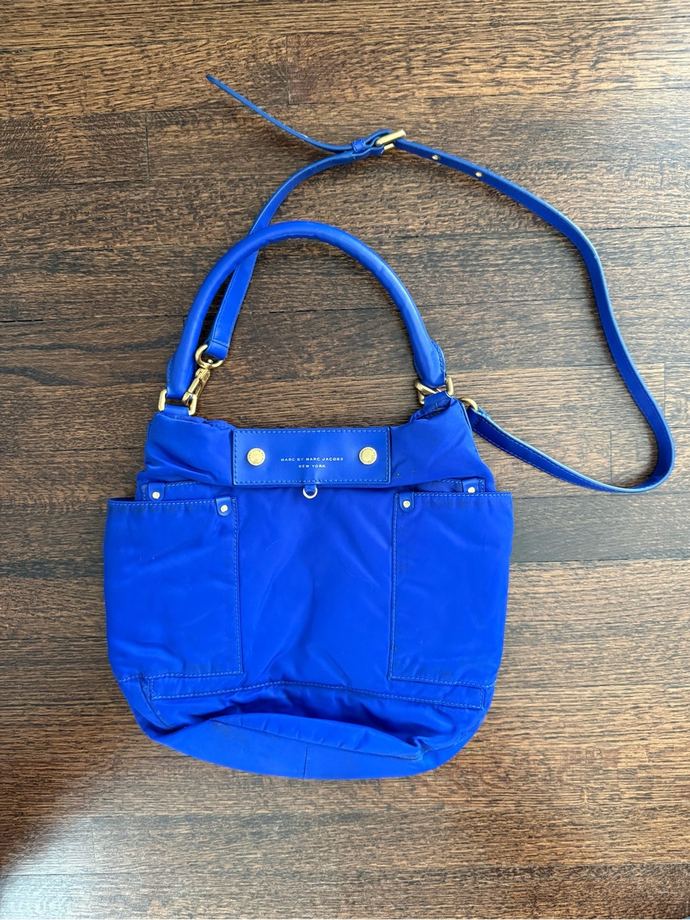 Marc by Marc Jacobs Royal Blue Nylon Shoulder Bag with Crossbody Strap